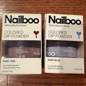 Nailboo Colored Dip Powder Wine Time & Baby Blue Set of 2 New In Box